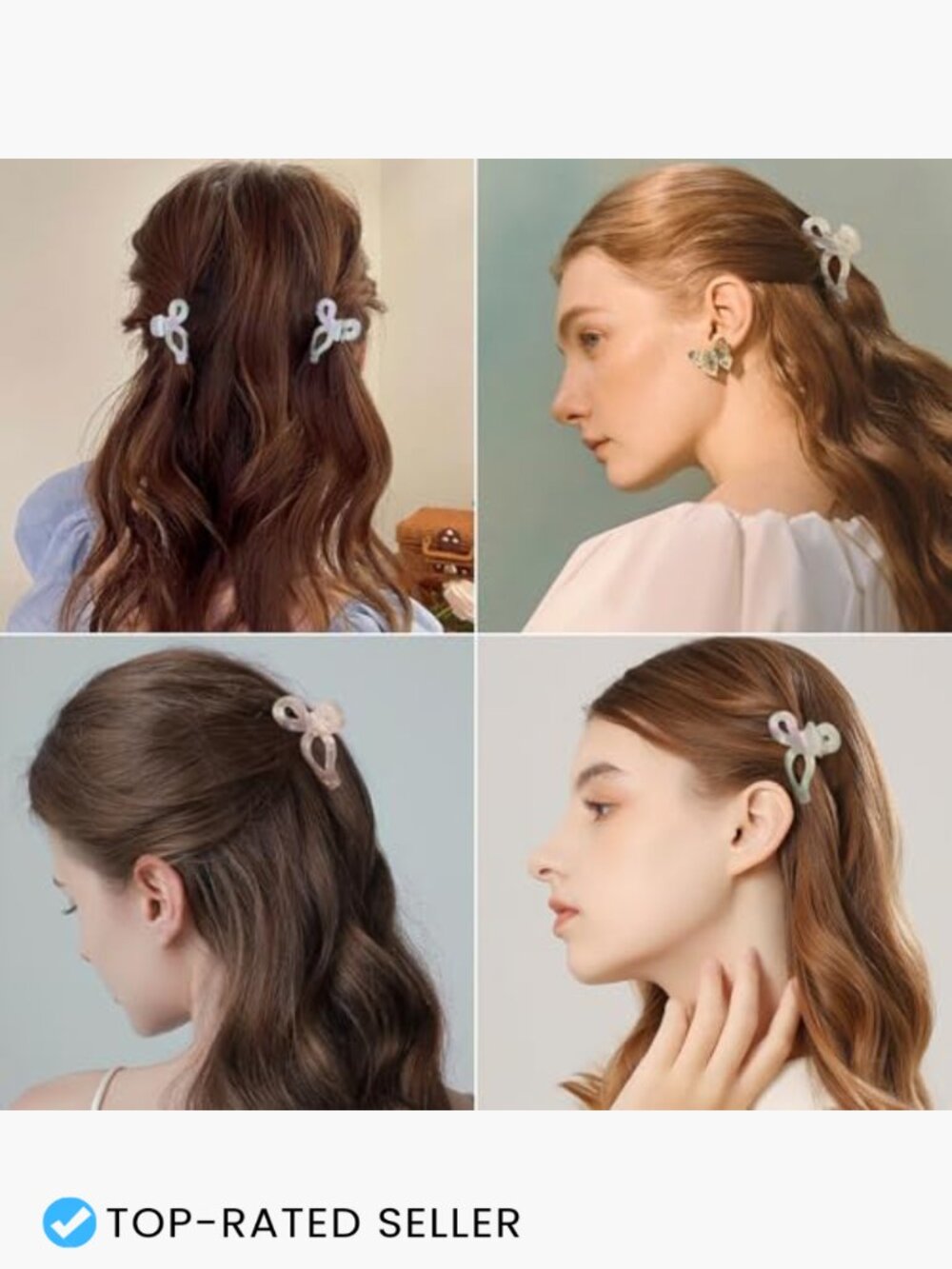 10 Pack Small Bow Hair Claw Clips Acrylic Cute Butterfly Barrettes Strong Hold - Picture 5 of 7